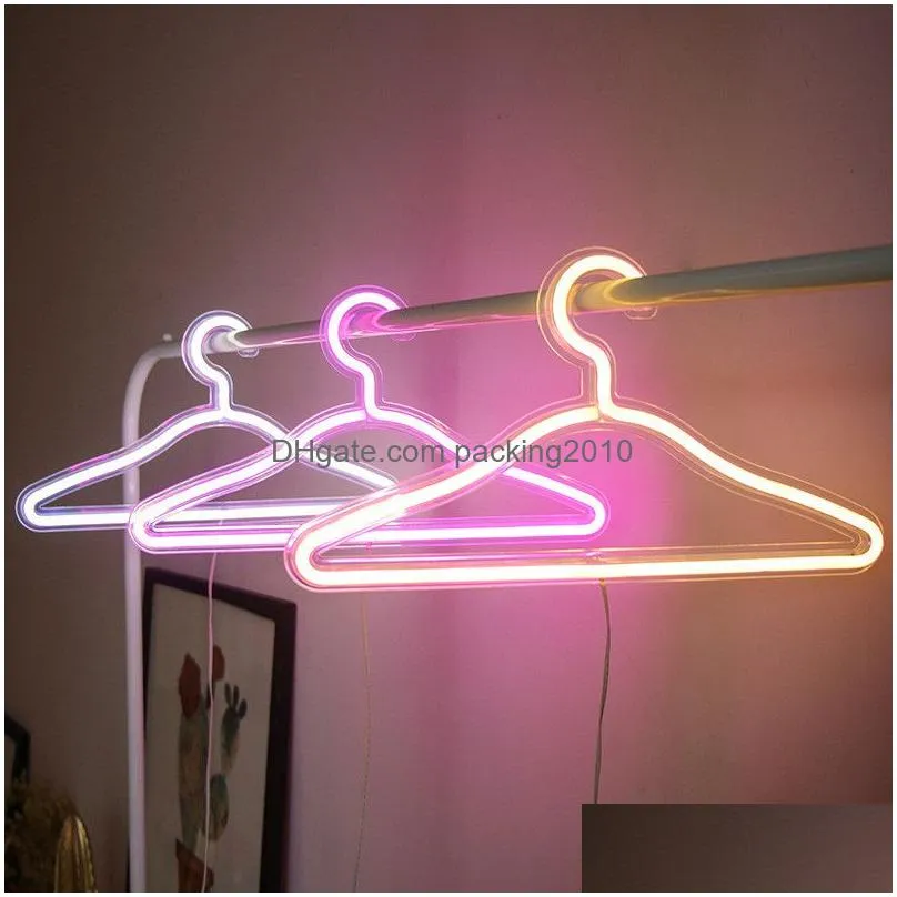 creative led clothes hanger neon light clothes hangers ins lamp proposal romantic wedding dress decorative clothes-rack t9i00950