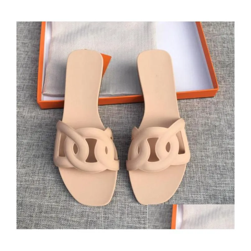 2022designer luxury oran sandal women chain slides summer rubber big head slides fashion beach sexy shoes flat slippers top quality with