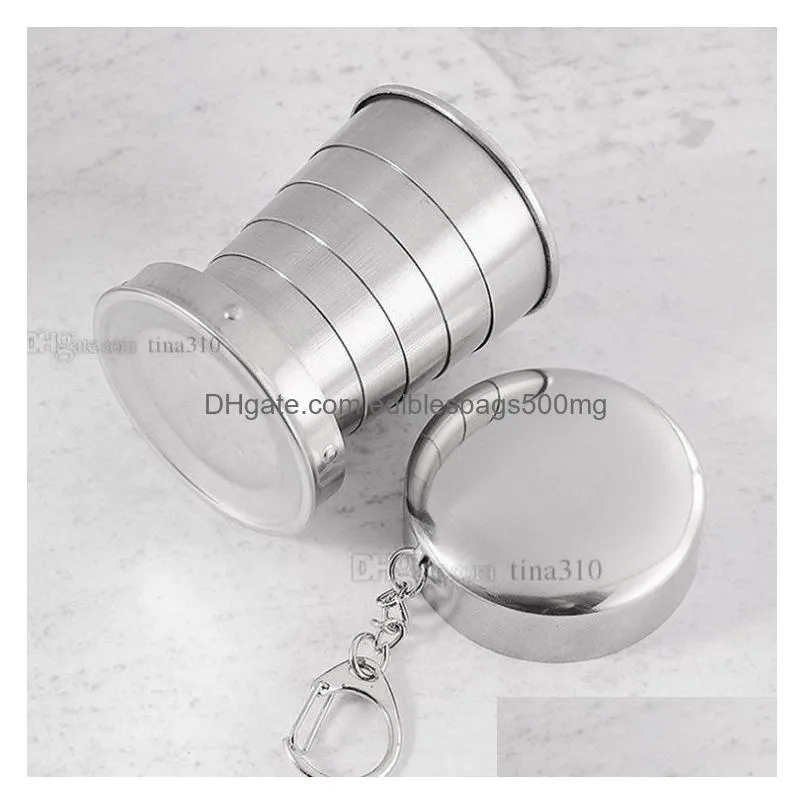  stainless steel telescopic cup travel outdoor folding cup mini mouthwash cup tea drinking set tumblers t2i5074