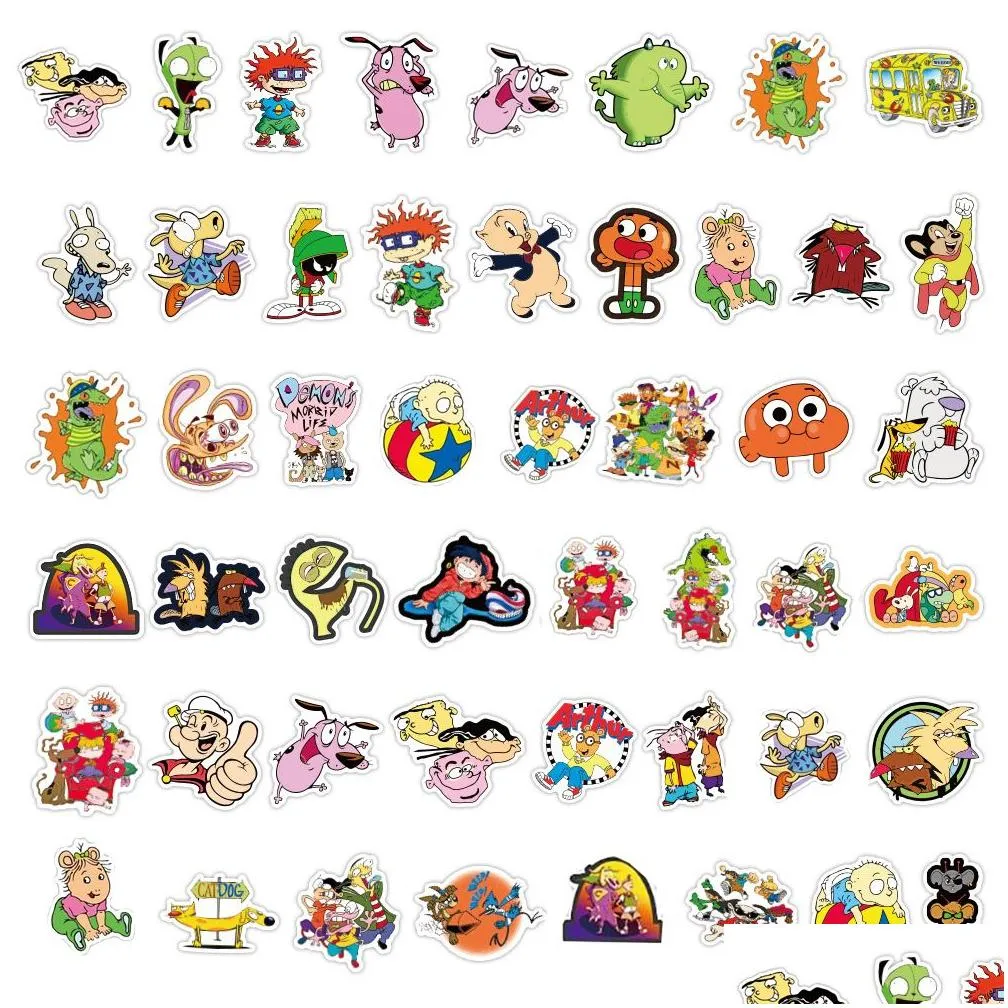 waterproof 50/100pcs/set mixed classic cartoon anime stickers skateboard laptop guitar suitcase car graffiti sticker decal kid toy gift car