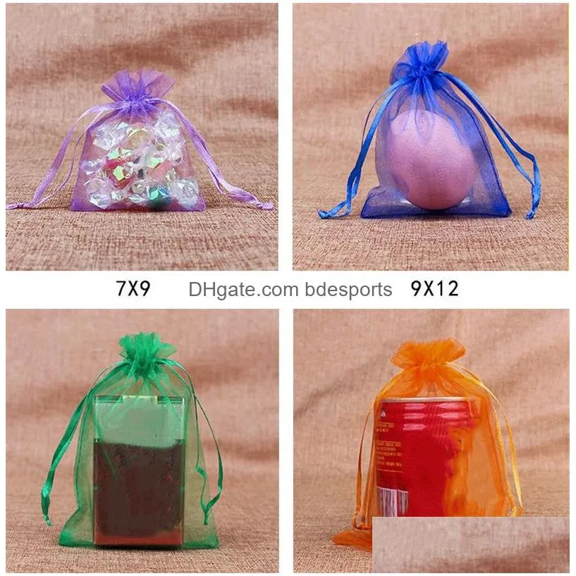 newest 100 pcs jewelry bags pouches purple with drawstring bag organza gift bag packing bags 4640