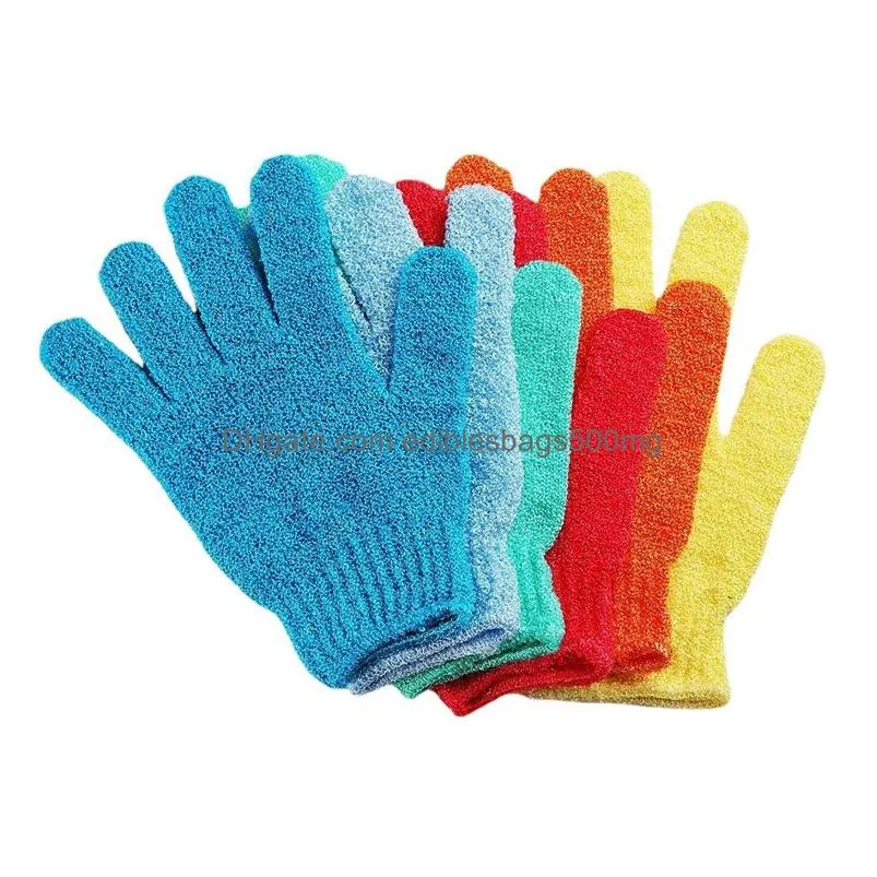 fashion bath brushes colorful nylon body cleaning bath gloves exfoliating baths glovesfive-finger baths gloves household products