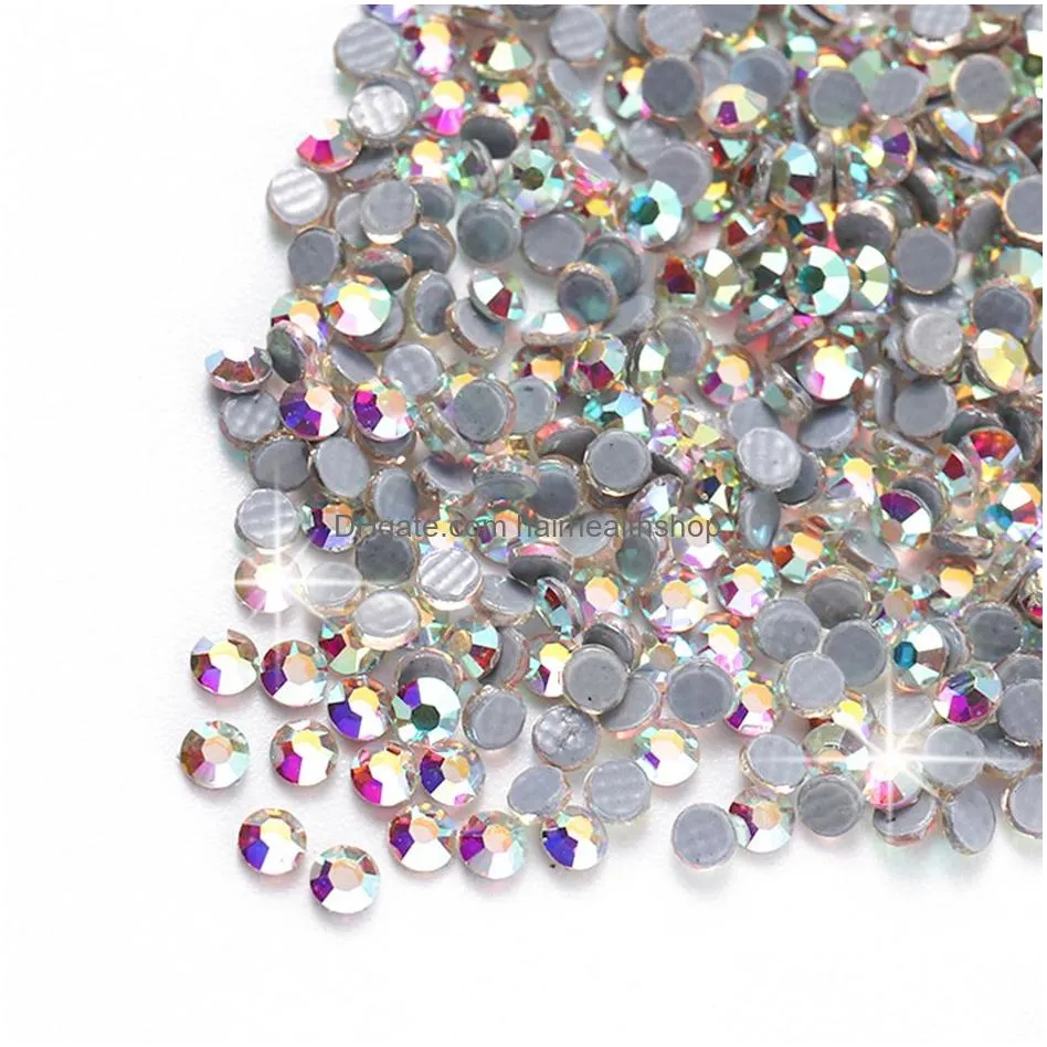 1440pcs/lot 3d crystal strass hotfix rhinestone iron on nails decoration garment flatback glass stone diy accessories