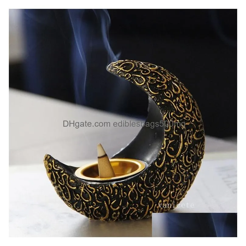 ramadan decorative moon resin candle holders classical elegant european desktop decorative incense burner t2i53352