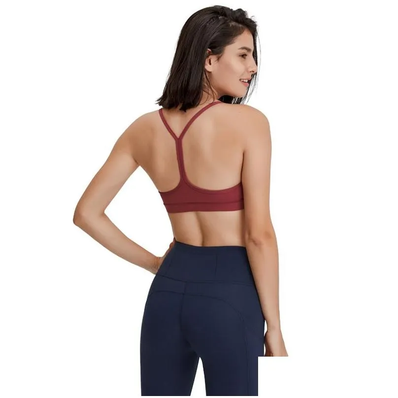 l-005 y-shaped back skin-friendly tank with chest pad fitness outfit feels buttery-soft sports bra removable cups yoga vest solid