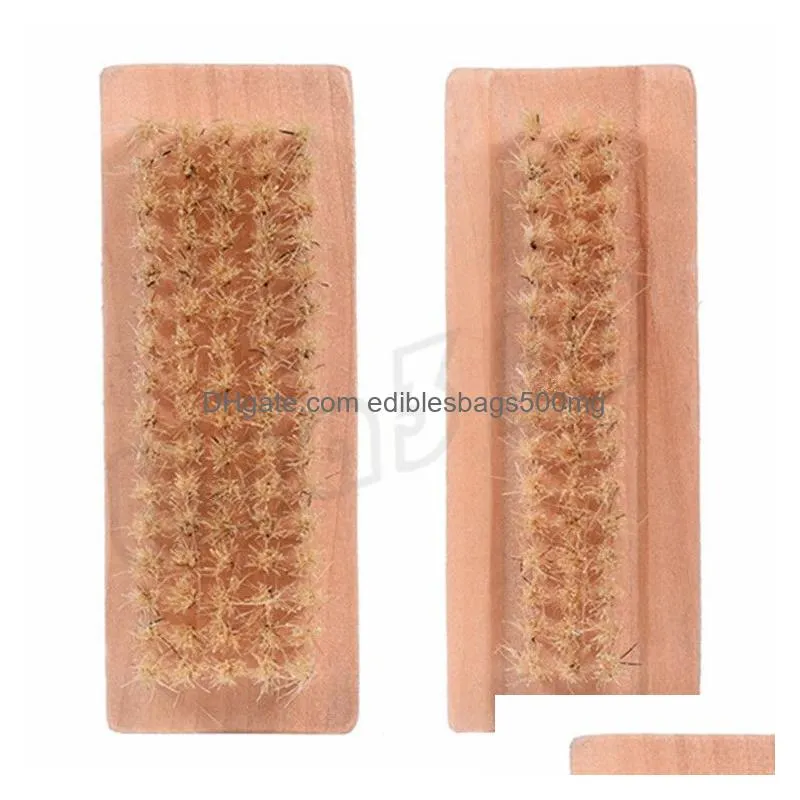 double-sided boar bristles nail brush natural pig bristles cleaning brush wooden massage brush