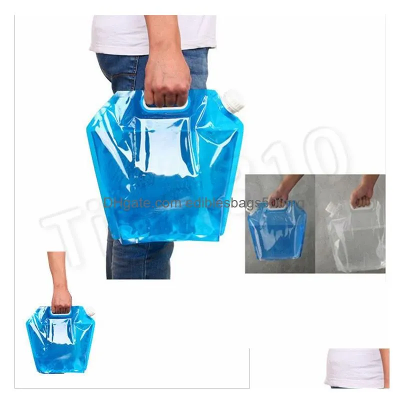  5l outdoor folding water bags collapsible drinking water bag car water carrier container for outdoor camping hiking picnic 100pcs