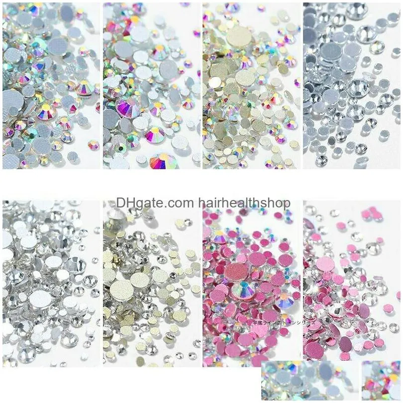 1440pcs/pack ss3-ss20 crystal ab rhinestones 3d flat-back glass nail art decoration