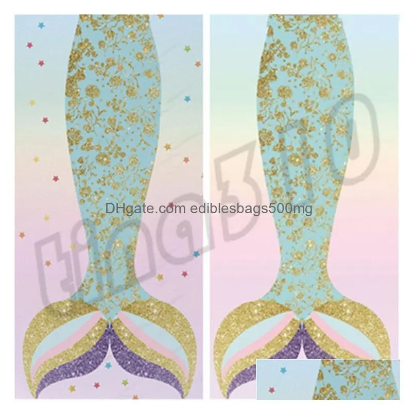 mermaid tail beach towel fashion rectangle printed towels -selling cartoon home bath towel multicolor beach blanket t9i0048