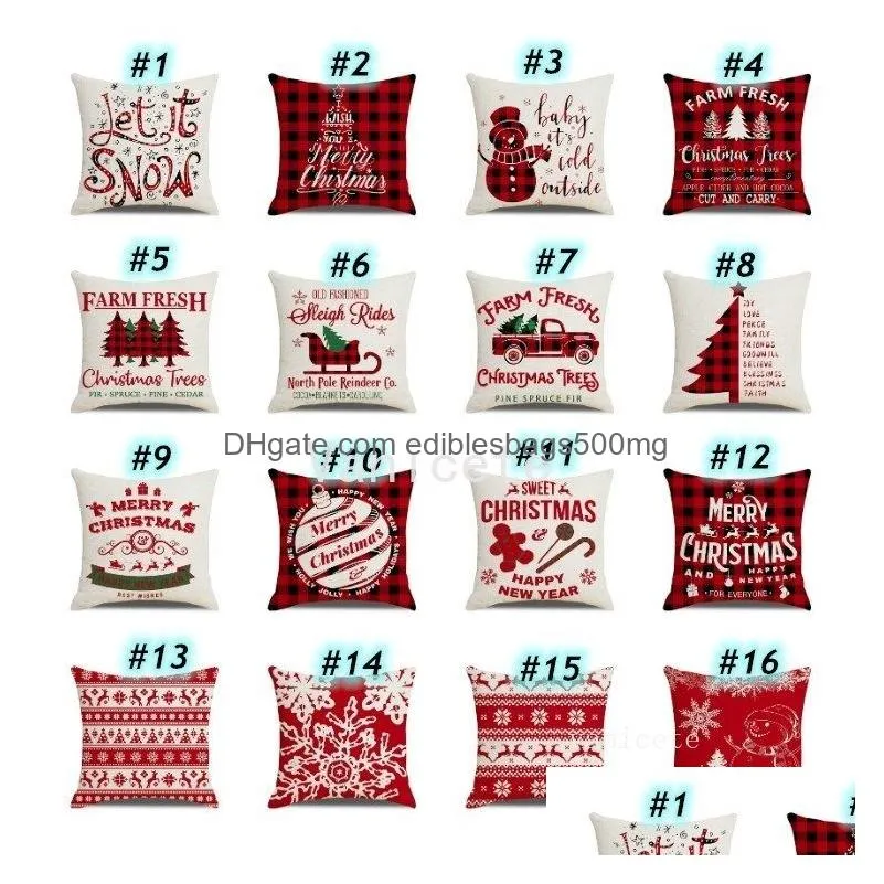 christmas lattice pillow case linen 45x45cm pillow cover home textiles sofa cushion cover office christmas decorations t2i52764
