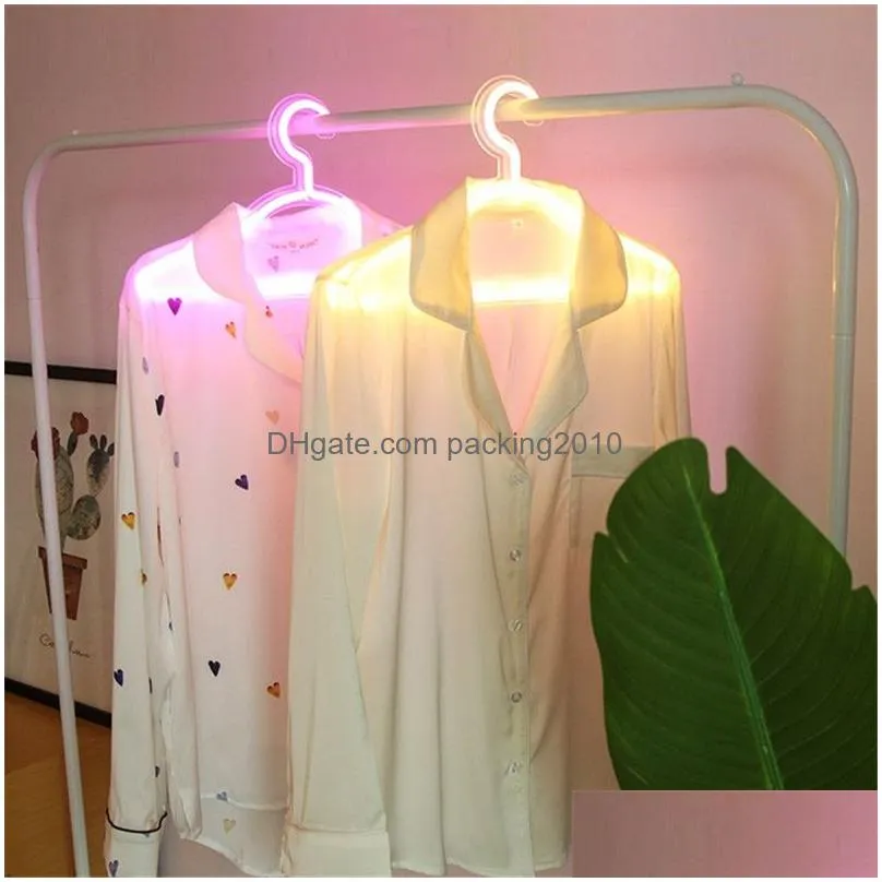 creative led clothes hanger neon light clothes hangers ins lamp proposal romantic wedding dress decorative clothes-rack t9i00950