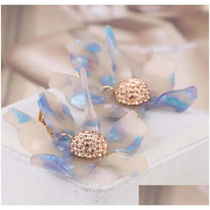 backs earrings csxjd luxury resin lily flower clip women jewellery