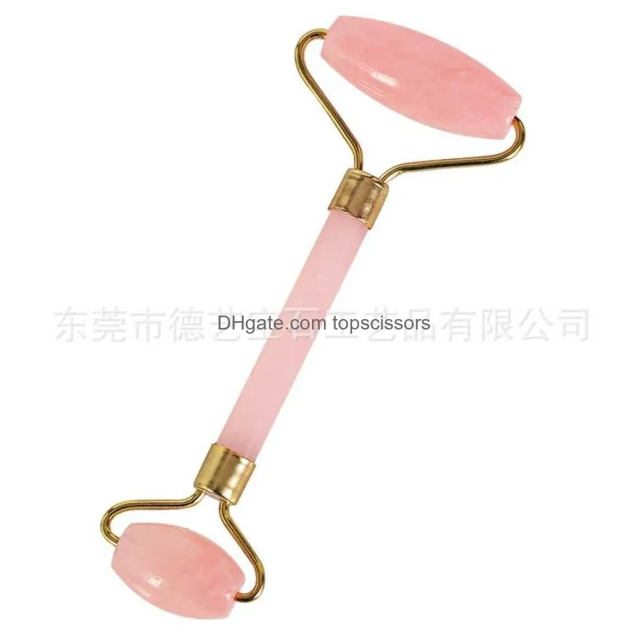 drop ship natural rose quartz facial massage crystal stone body jade massager derma roller skincare ice roller wrinkle removal beauty