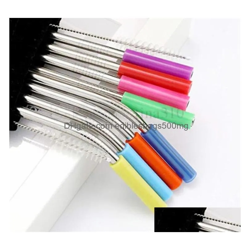  silicone tips cover for stainless steel drinking straws silicone straws tips fit for 6mm wide steel straws cover 4706