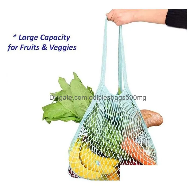 reusable string shopping fruit vegetables grocery bag shopper tote mesh net woven cotton shoulder bag hand totes home storage bag5173