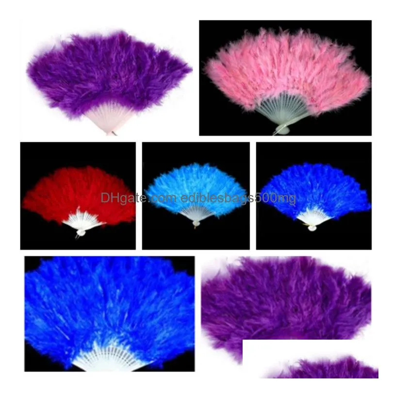 elegant feather fan halloween decoration party stage performances folding fan christmas halloween party supplies hand fant2i5325