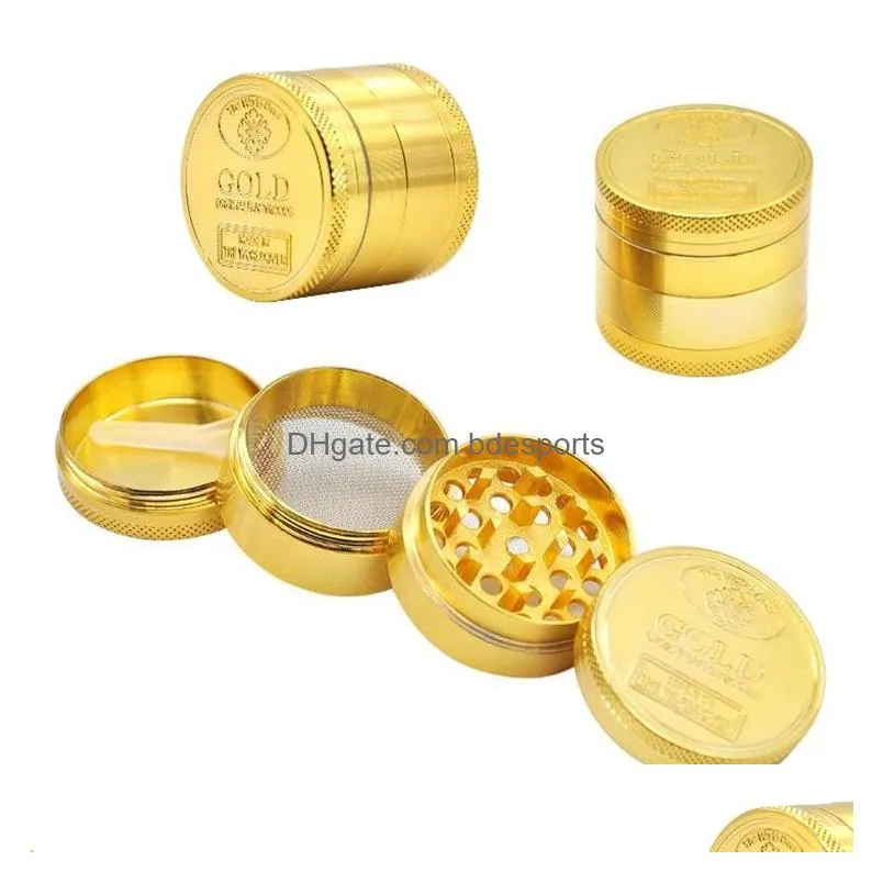 smoking accessories herb grinder pattern metal grinder with 4 layers of gold coin pattern smoking accessory manual smoke grinder i465