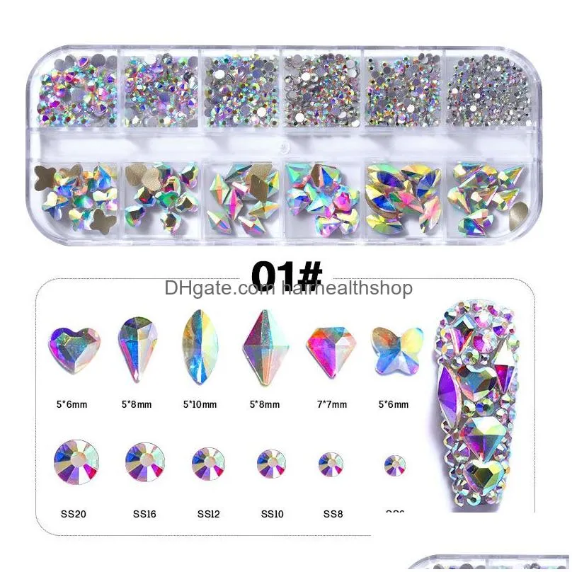 irregular flatback nail diamonds ab crystal nails art rhinestones glass gem jewelry manicure tools kits diy accessories