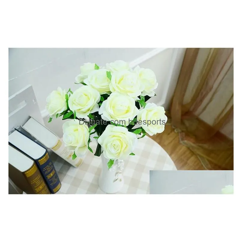 wholesale-artificial roses flower fake silk single roses multi colors for wedding centerpieces home party decorative flowers a0744