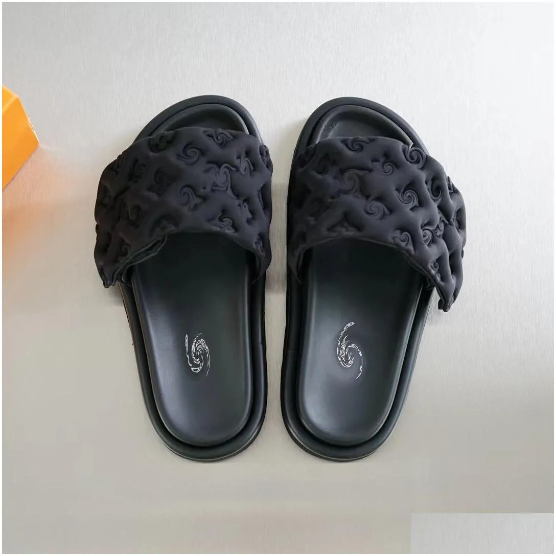 designer sandals pool pillow slide slippers brand man slides black scuff flat sandals mules sunset padded front strap mule women fashion slide size