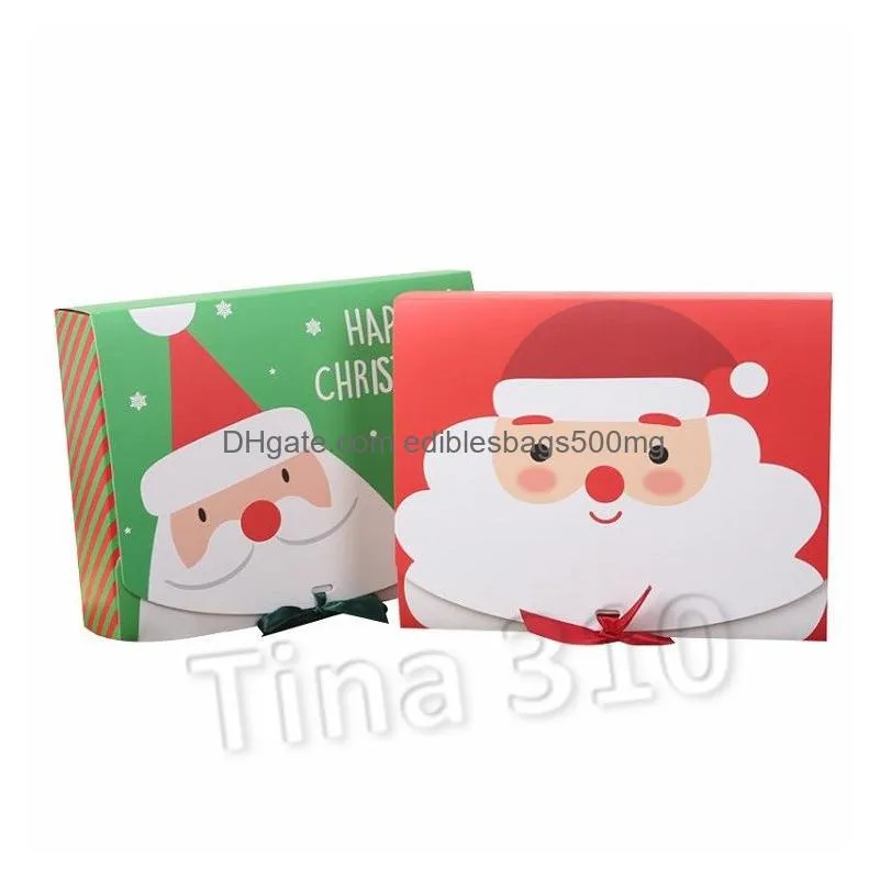 christmas eve big gift box santa papercard kraft present party favour candy box red and green party favor t2i51659