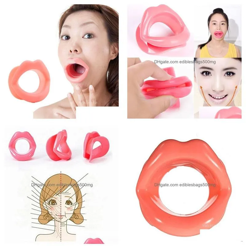 party favor 3 colors silicone rubber face slimmer exerciser lip trainer oral mouth muscle tightener anti aging wrinkle massager care