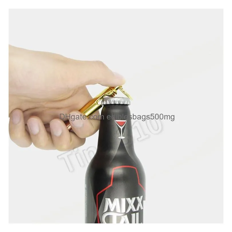  bullet bottle openers zinc alloy key ring pendant bullet model beer bottle opener keychains bar gadget metal kitchen tools t2i5253