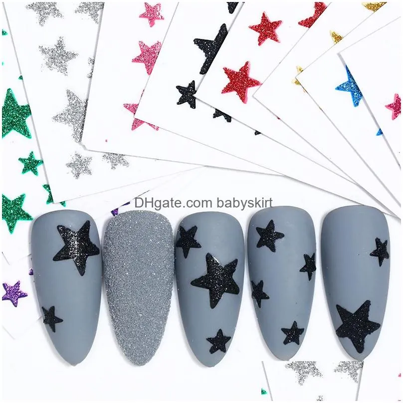 colorful star design 3d nail stickers transfer sliders for diy nails art decoration adhesive manicure decals