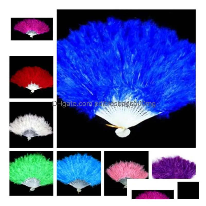 elegant feather fan halloween decoration party stage performances folding fan christmas halloween party supplies hand fant2i5325