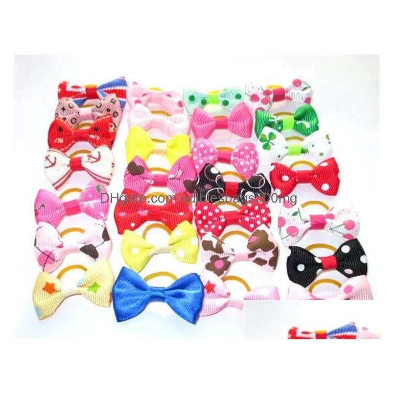 handmade pets grooming dog hair accessories 300pcs/lot mixed ribbon pet hair bow dog rubber bands hair bows dogs hairs ornaments 2170