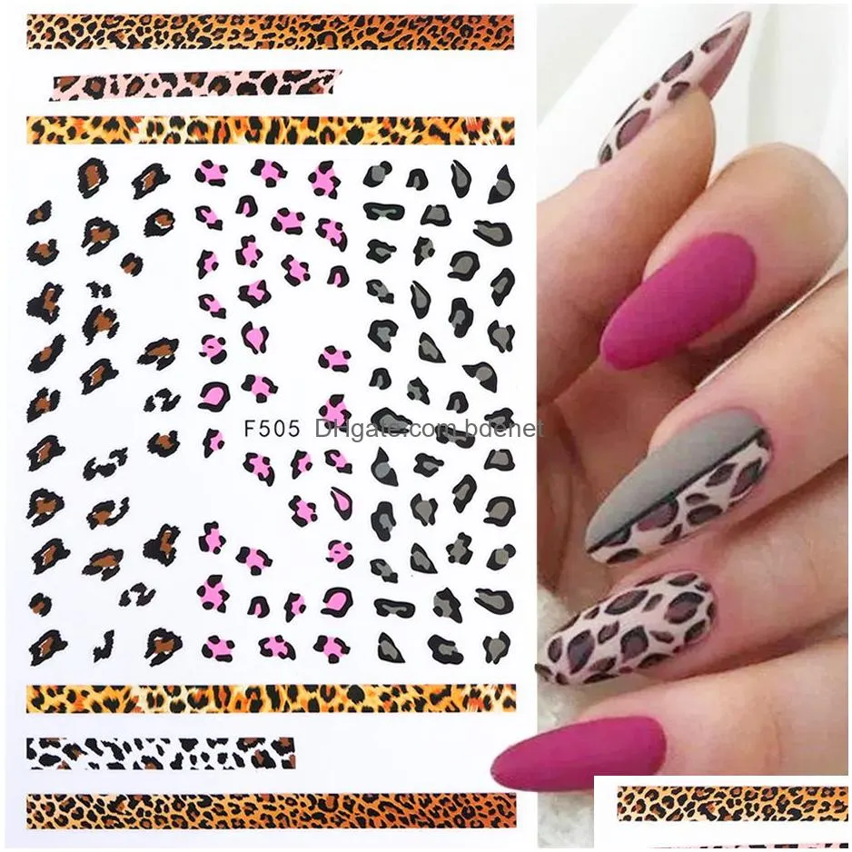 1pcs 3d snake skin nail sticker decals y leopard wild animals nails art decor cool decorations sliders diy manicure