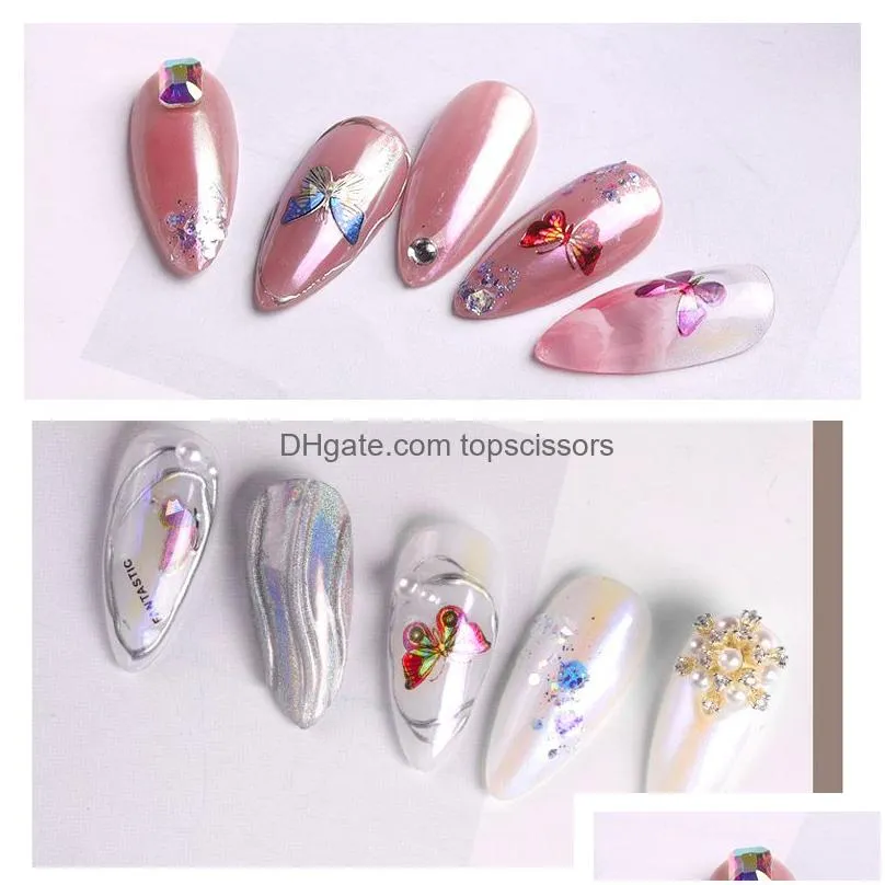 1sheet laser color butterfly nail art stickers holographic 3d gradient butterflies adhesive nails decals diy manicure decorations