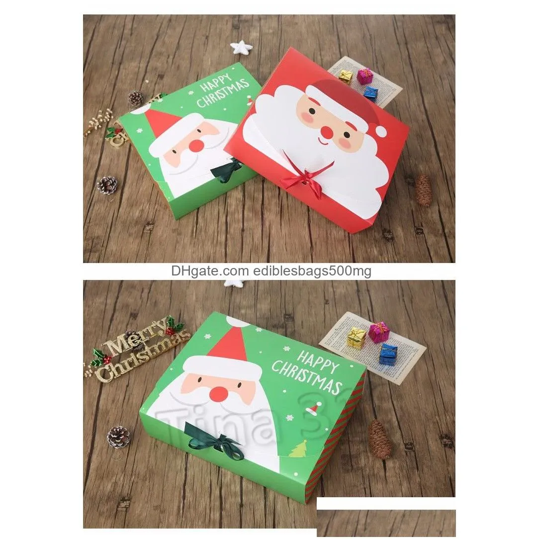christmas eve big gift box santa papercard kraft present party favour candy box red and green party favor t2i51659