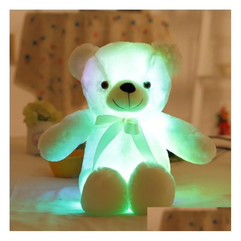 30cm 50cm colorful glowing teddy bear luminous plush toys kawaii light up led stuffed doll kids christmas