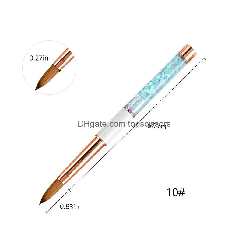 acrylic nail brush crimped 100% kolinsky sable brush professional or beginner new arrival style nail tool size 2-16