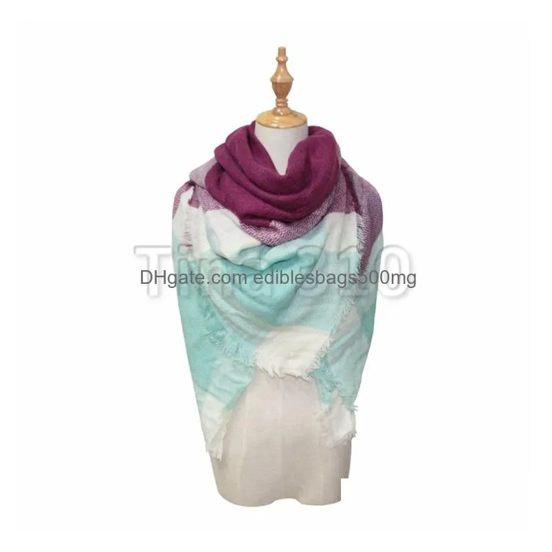 89 unique colorful plaid square scarf european and american cashmere like lady scarf autumn and winter warm shawl t3i5433