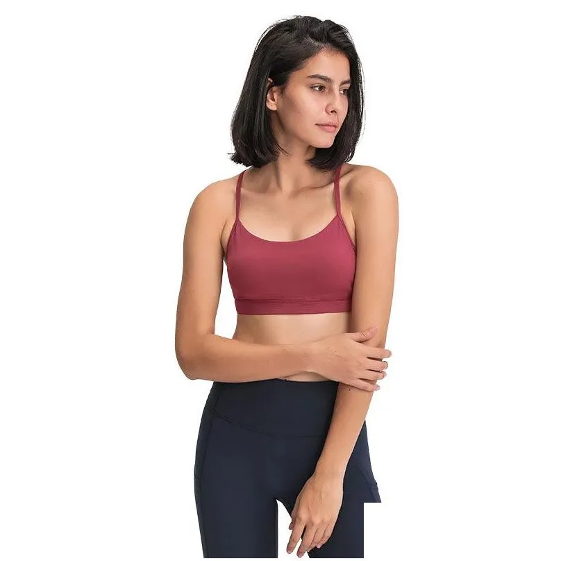 l-005 y-shaped back skin-friendly tank with chest pad fitness outfit feels buttery-soft sports bra removable cups yoga vest solid