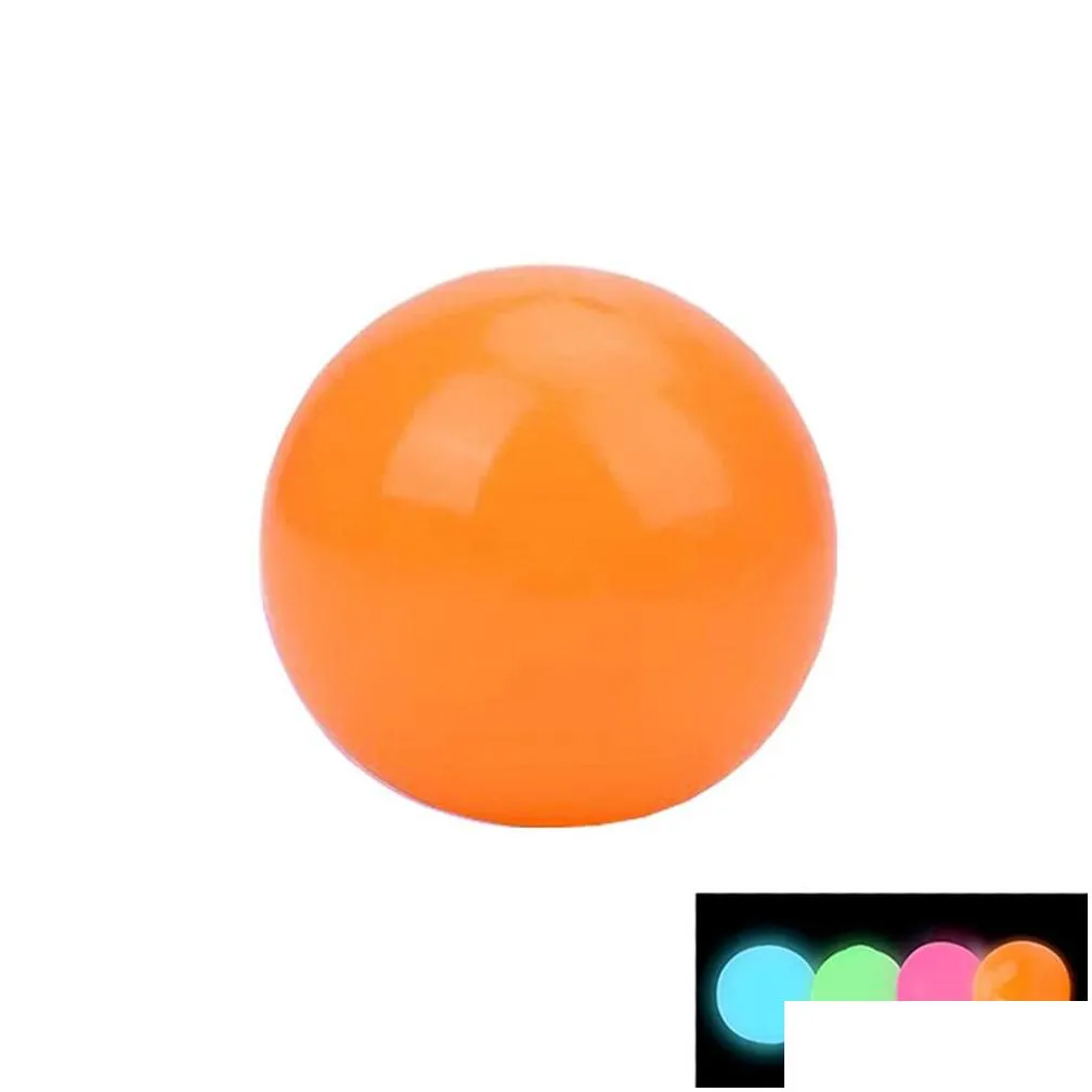 luminous sticky ball toys 6cm sticky wall home party games glow in the dark novelty toys decompression squeeze toy 1738