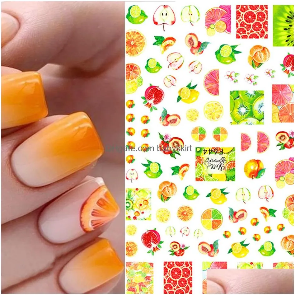 3d fruits stickers for nails watermelon lemon strawberry design summer adhesive sliders manicure accessory