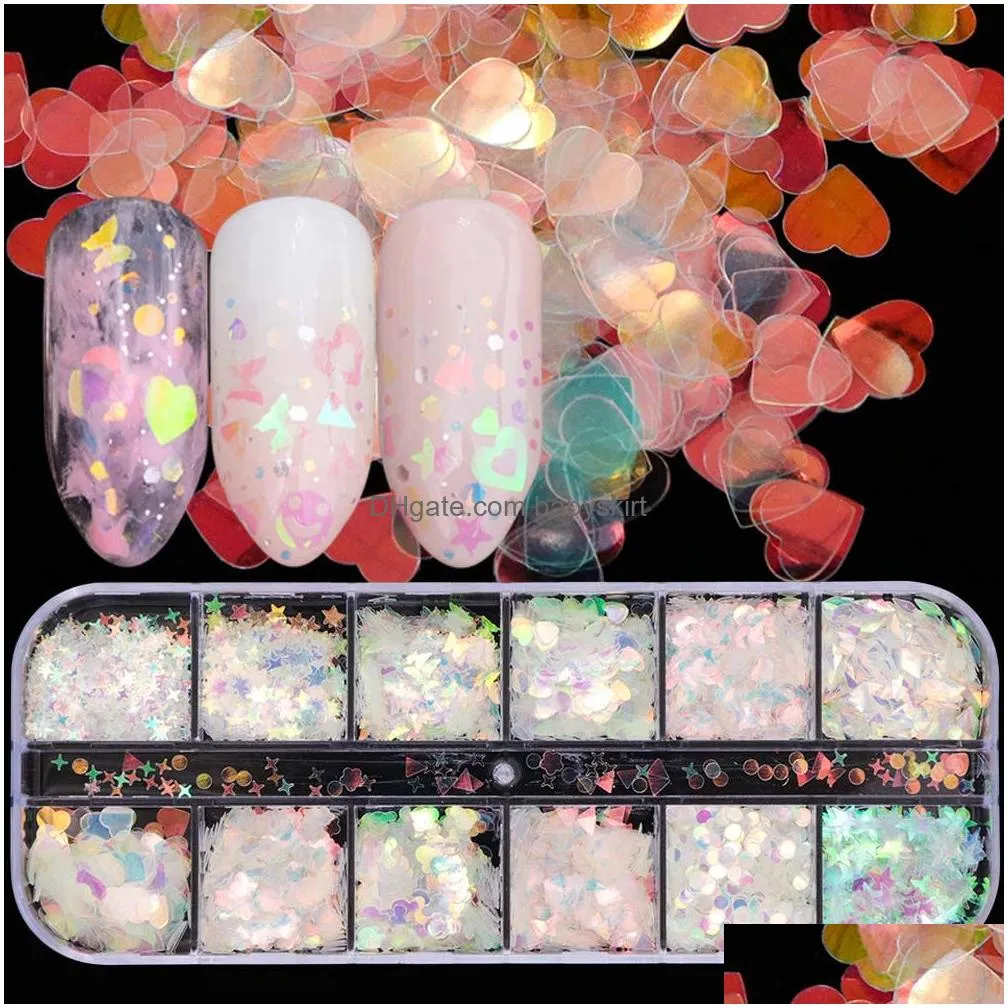 christmas nail glitter powder dust iridescent flakies sequins gold silver super shining paillette nails art manicure decoration