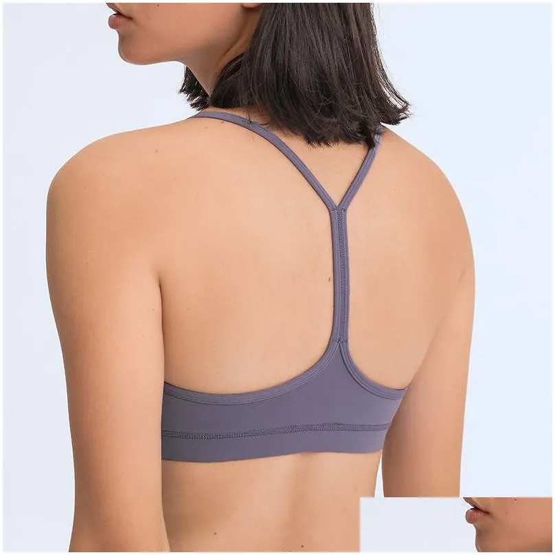 l-005 y-shaped back skin-friendly tank with chest pad fitness outfit feels buttery-soft sports bra removable cups yoga vest solid