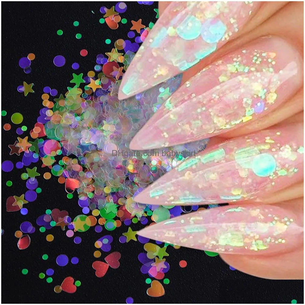 nail art glitter ab chameleon color sequins flakes uv gel polish star heart flower paillette decorations chab01-15-1