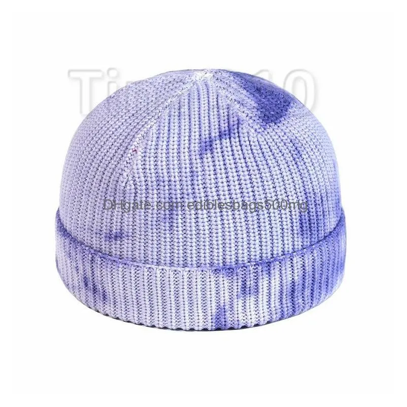  knitted hats tie dyed hat crochet caps fashion round ear muff skull cap gradient color warm party hats 6 style beanies t2c5281-1