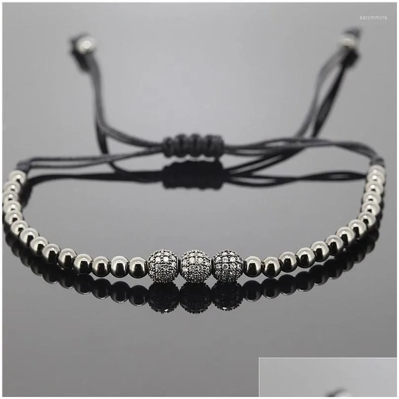 charm bracelets 1pc men anil arjandas jewelry 6mm pave setting cz bead 24k 4mm brass beads braiding macrame bracelet