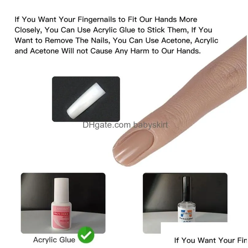 high simulation silicone hand model for nail art practice 3d adult mannequin with flexible finger adjustment display with holdle