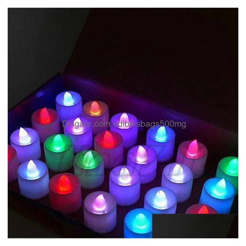 led electronic candle light seven colorful birthday candle lamp flameless christmas light decoration yellow light warm white candle