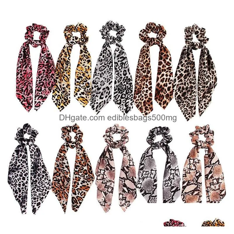  leopard print hairband scrunchie bohemian elastic hairband big bow ubber ropes girls hair ties hair accessories party