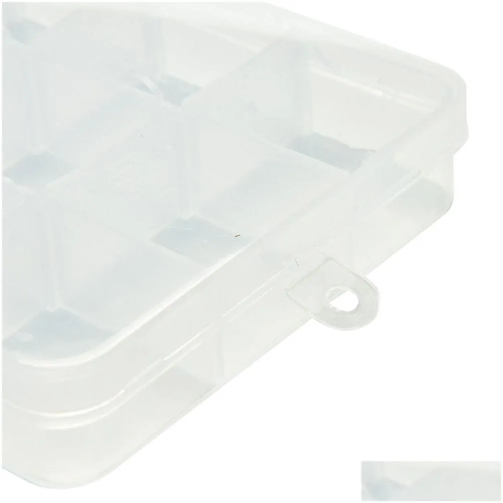 1pcs convenient fishing lure tool case tackle boxs plastic clear fishing track box with 15 compartments whole6036582