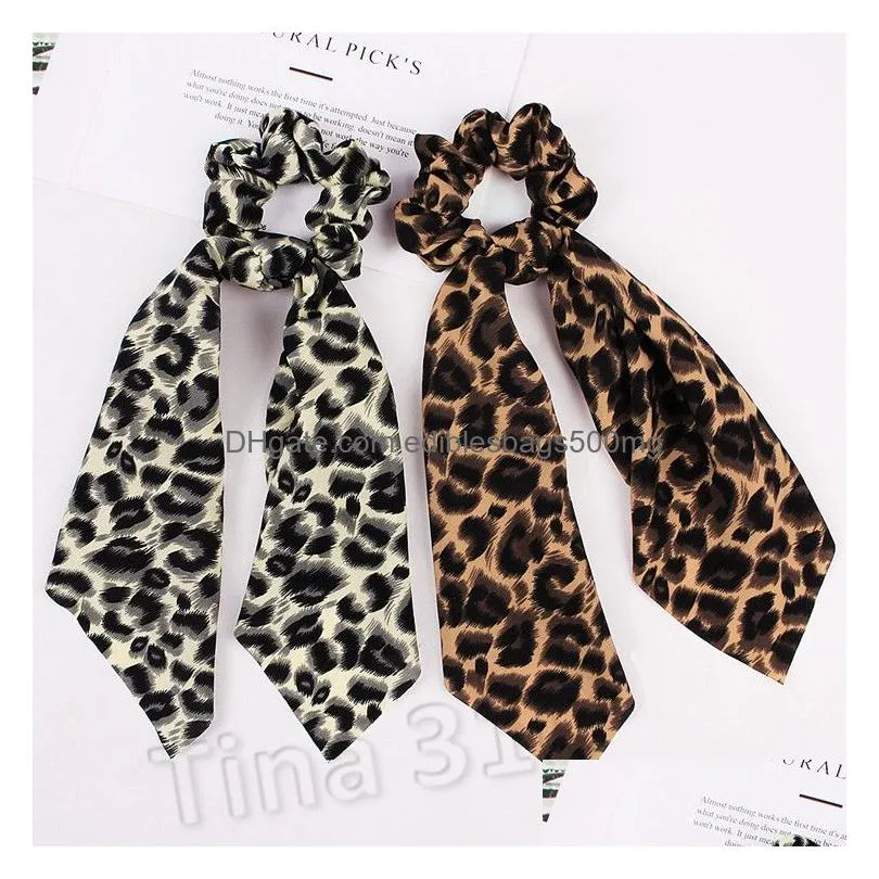  leopard print hairband scrunchie bohemian elastic hairband big bow ubber ropes girls hair ties hair accessories party