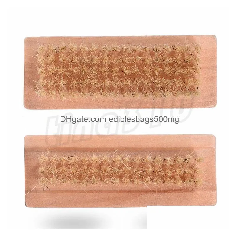 double-sided boar bristles nail brush natural pig bristles cleaning brush wooden massage brush